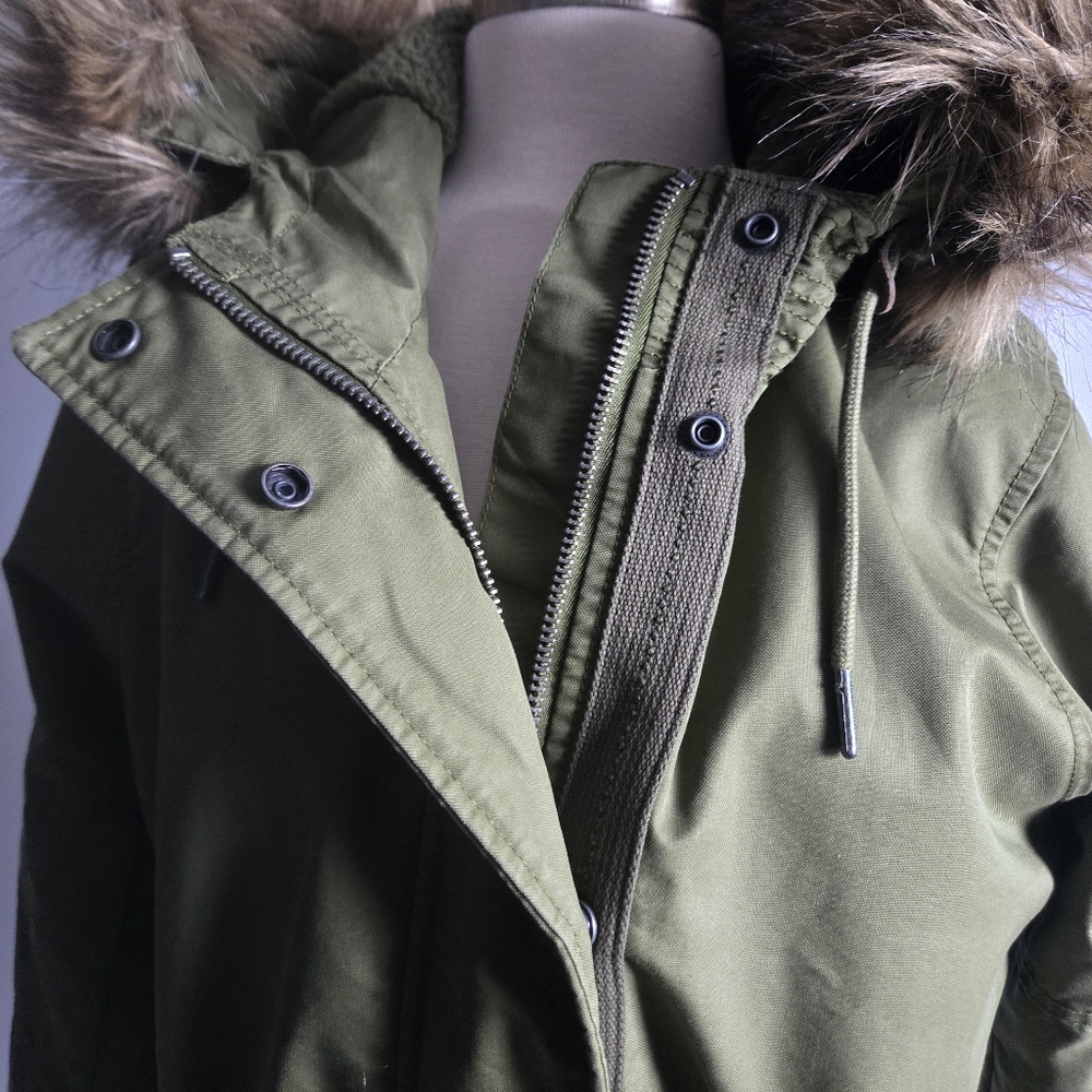Superdry Women's Coat Size Military Fishtail Parka Coat In Army Green Size - Picture 7 of 15